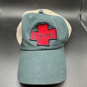 Live Green and Tan Cap with Red Cross Live Logo